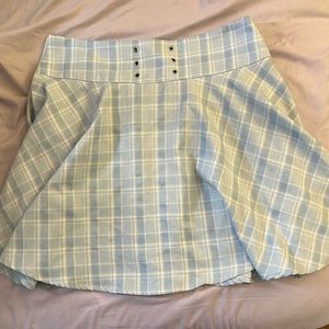 Blue plaid skirt